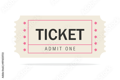 Admit ticket mockup. Retro style and vintage colors template Ticket. For cinema, sale coupon, circus, theater, festival. Minimalist coupon. Isolated background