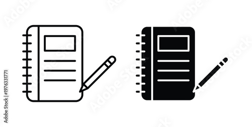 Notebook icon vector illustration logo design in clipart and strokes