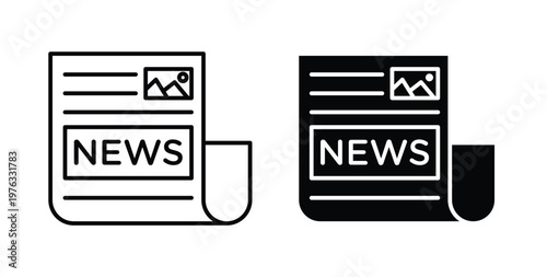 Newspaper icon vector illustration logo design in clipart and strokes