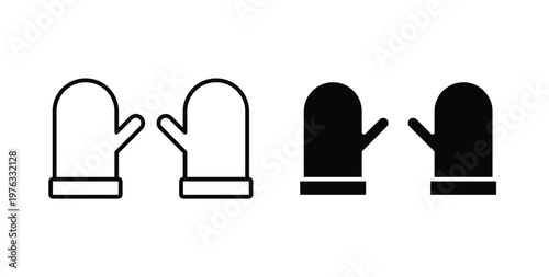 Oven mitt icon vector illustration logo design in clipart and strokes