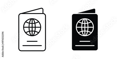 Passport icon vector illustration logo design in clipart and strokes