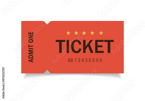 Admit ticket mockup. Retro style and vintage colors template Ticket. For cinema, sale coupon, circus, theater, festival. Minimalist coupon. Isolated background