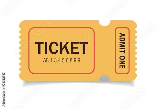 Admit ticket mockup. Retro style and vintage colors template Ticket. For cinema, sale coupon, circus, theater, festival. Minimalist coupon. Isolated background