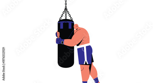 Boxer, punching bag, fitness icon, sport illustration, workout graphics