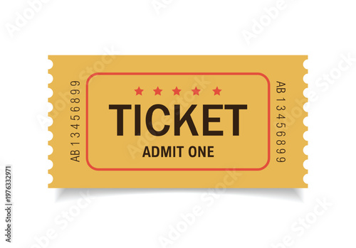 Admit ticket mockup. Retro style and vintage colors template Ticket. For cinema, sale coupon, circus, theater, festival. Minimalist coupon. Isolated background