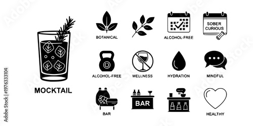 Non Alcoholic Mocktail Botanical Drink Icon