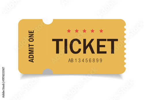 Admit ticket mockup. Retro style and vintage colors template Ticket. For cinema, sale coupon, circus, theater, festival. Minimalist coupon. Isolated background