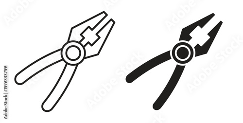 Pliers icon vector illustration logo design in clipart and strokes