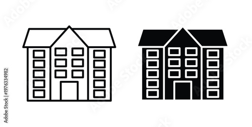 Real estate icon vector illustration logo design in clipart and strokes