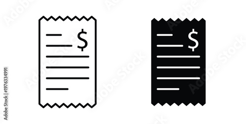 Receipt icon vector illustration logo design in clipart and strokes