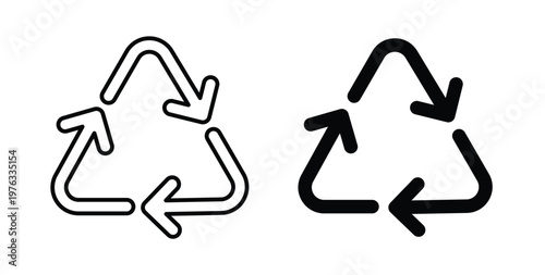 Recycling icon vector illustration logo design in clipart and strokes