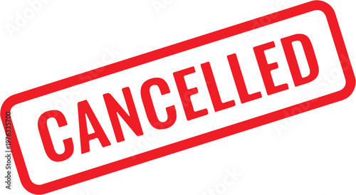 Red Cancelled Stamp Sticker Vector Icon Isolated on White