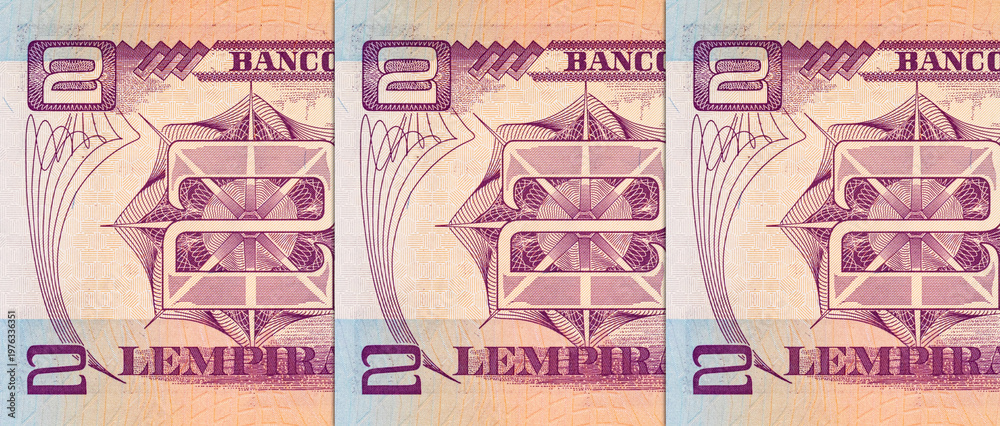 Obraz premium 2 Lempiras, Honduras, 2019 with the image of the Island and Port of Amapala. Honduran money