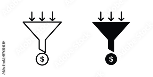 Sales funnel icon vector illustration logo design in clipart and strokes