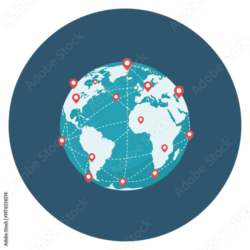 Global Map with Location Pins.