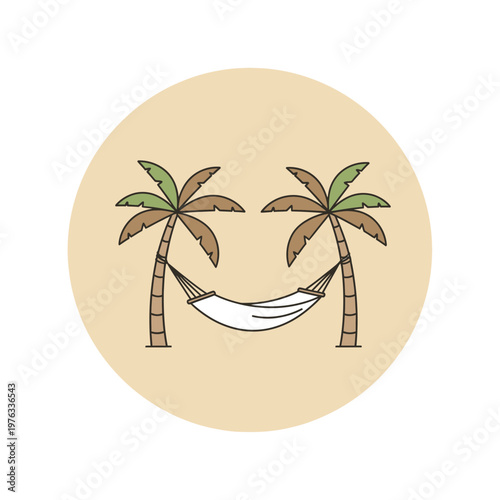 Palm trees with hammock between them.