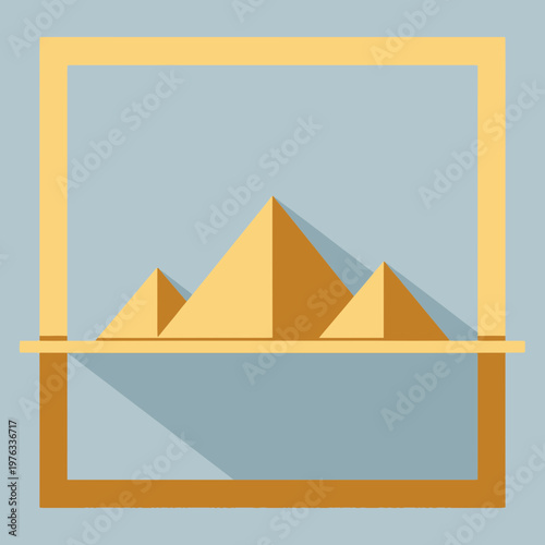 Pyramids in a gold frame.