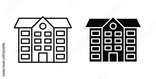 school icon vector illustration logo design in clipart and strokes