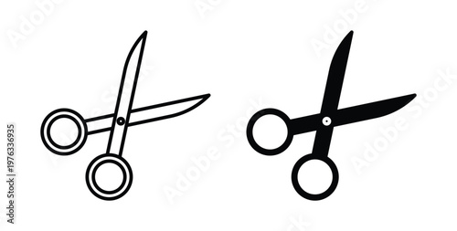 Scissors icon vector illustration logo design in clipart and strokes