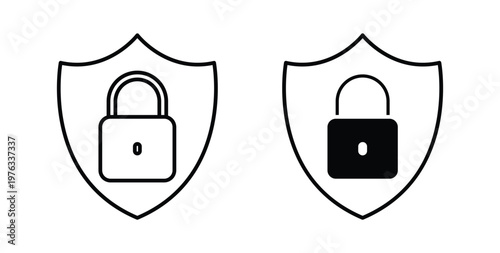 Security lock icon vector illustration logo design in clipart and strokes