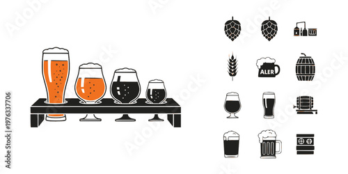 Beer Flight Tasting Paddle Brewery Silhouette