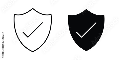 Shield check mark icon vector illustration logo design in clipart and strokes
