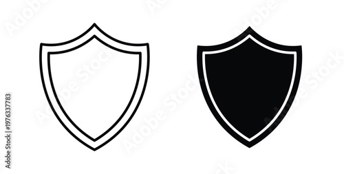 Shield icon vector illustration logo design in clipart and strokes