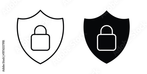Shield lock icon vector illustration logo design in clipart and strokes