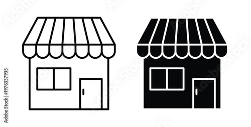 Shop icon vector illustration logo design in clipart and strokes