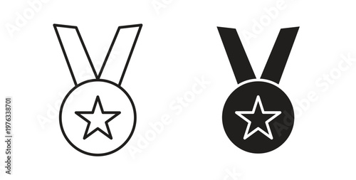 Sports medal icon vector illustration logo design in clipart and strokes