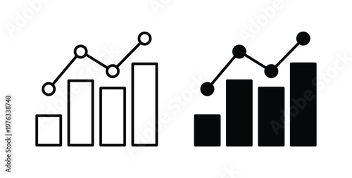 Statistics icon vector illustration logo design in clipart and strokes