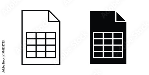 Spreadsheet icon vector illustration logo design in clipart and strokes