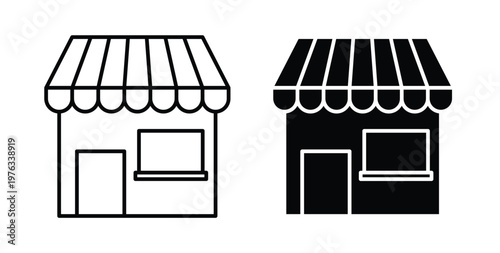 Store icon vector illustration logo design in clipart and strokes