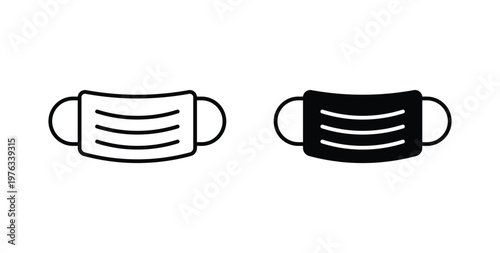 Surgical mask icon vector illustration logo design in clipart and strokes