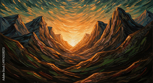 Majestic canyon sunset a breathtaking view of towering rock formations bathed in golden light during twilight hours