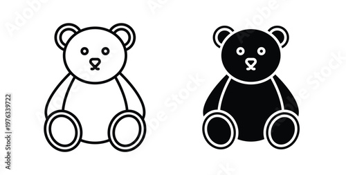 Teddy bear icon vector illustration logo design in clipart and strokes
