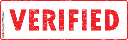 A red verified stamp on a with a distressed texture