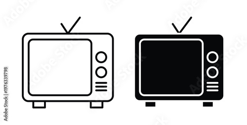 Television icon vector illustration logo design in clipart and strokes