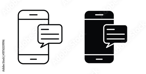 Text message icon vector illustration logo design in clipart and strokes