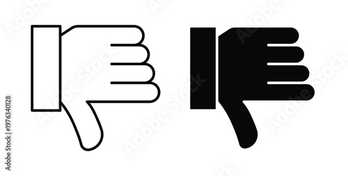 Thumbs down icon vector illustration logo design in clipart and strokes