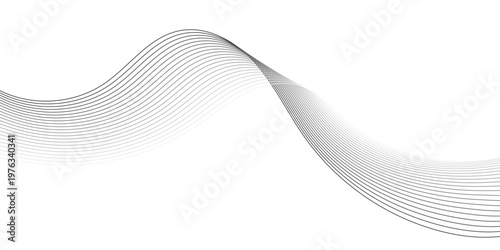 Abstract Black Wave Lines Minimal Background With Flowing Curves and Modern Linear Design.