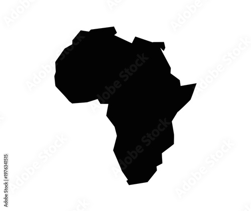 A black silhouette vector graphic of the African continent on a white background