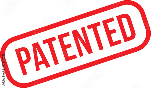 Red Patented Rubber Stamp Icon Vector Isolated on White