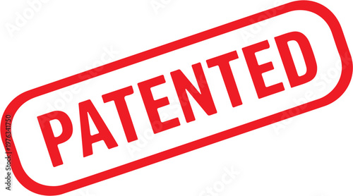 Red Patented Rubber Stamp Icon Vector Isolated on White