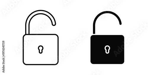 Unlock icon vector illustration logo design in clipart and strokes