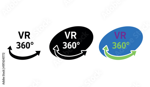 Vr 360 degree icons a visual representation of immersive virtual reality technology