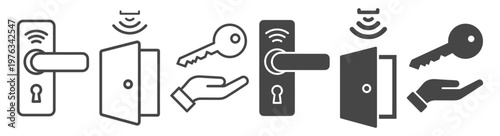 Lock access door entry security icon on transparent background