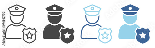 Police Officer Security Badge Law Enforcement Icon on transparent background