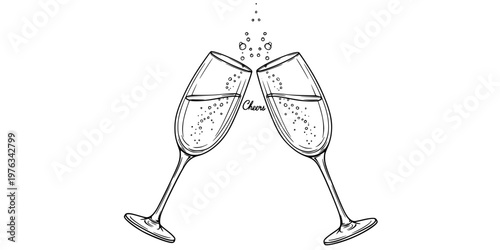 Champagne Flutes Toasting Cheers Silhouette