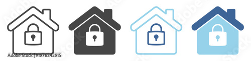 House Lock Security Protection Home Icon on transparent background